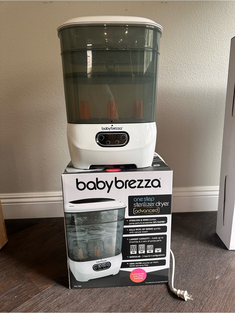 Baby Brezza One Step Sterilizer & Dryer - White and Smoke